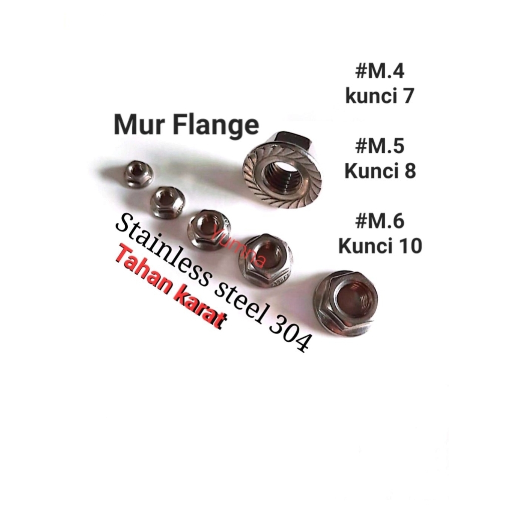 FLANGE NUT (M.4X0.7 KEY-7)-( M.5X0.8 KEY-8)- (M.6X1.0 KEY-10) สแตนเลส 304