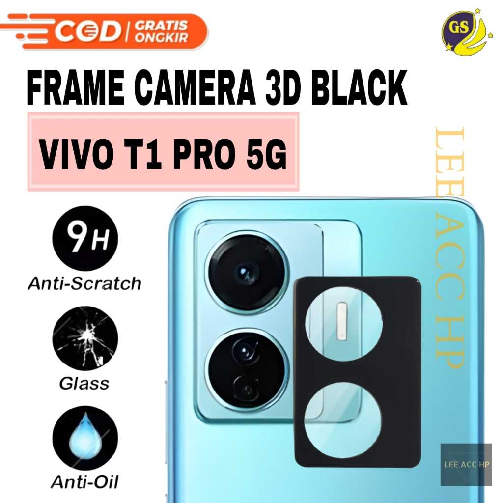 3D BLACK CAMERA FRAME สําหรับ VIVO T1 (5G) T1 Pro Y02 Y03 (4G) Y03T (4G) Y04 (4G) Y04S (4G) Y100 (4G