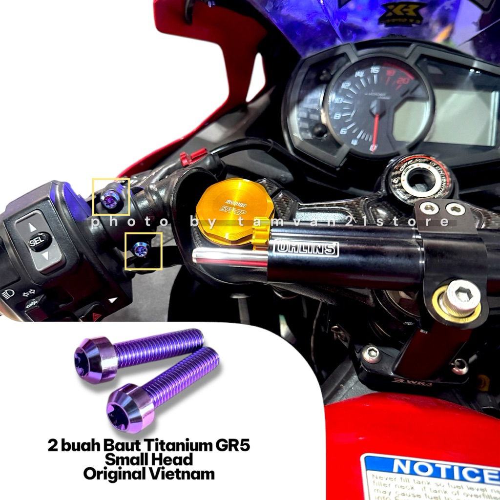2 ชิ้น ZX25R ZX4R ZX6R UNIVERSAL GR5 TITANIUM ORIGINAL HANDLEBAR HOLDER SWITCH BOLTS