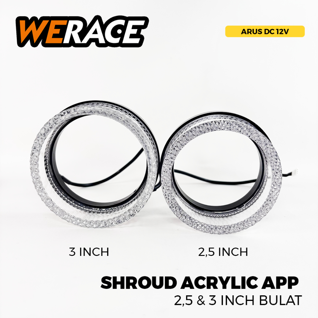 WERACE Shroud รอบ 5D RGB คริสตัล BMW 2.5 นิ้ว 3 อะคริลิครอบบลูทูธพรีเมี่ยม Apps DC 12V 2 ชิ้น