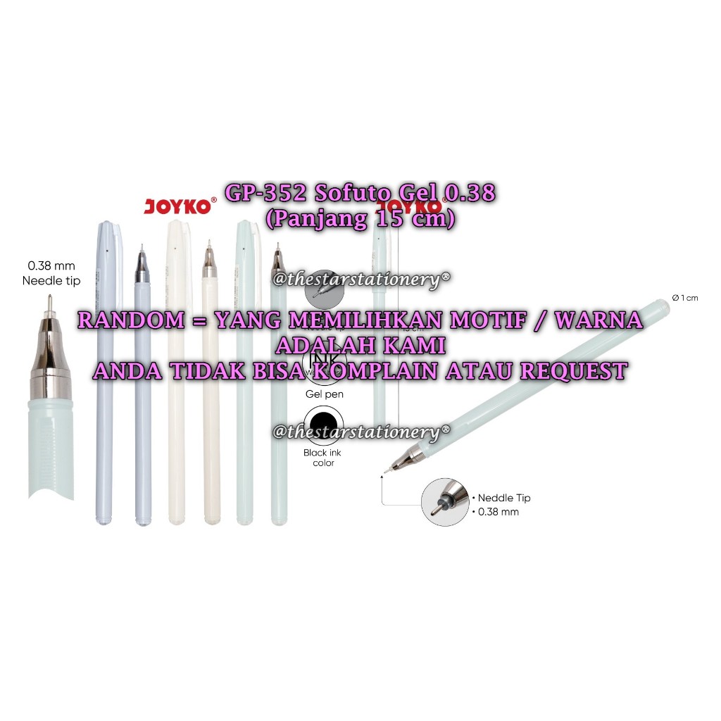 (1 ชิ้น) WHOLESALE Joyko GP-352 ปากกาเจล Sofuto 0.38 มม. ปากกาเจล / ปากกาเจล Joyko GP 352 (1 ชิ้น)