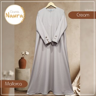 (CRS) GAMIS NAURA BAHAN MALLORCA DENGAN KANCING TANGAN CANTIK (Tanpa Hijab)