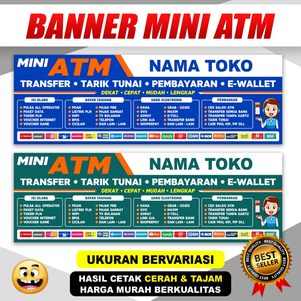 BRILINK ATM Mini Banner Ewallet Credit Counter Jumbo Size วัสดุหนา 280 แกรม