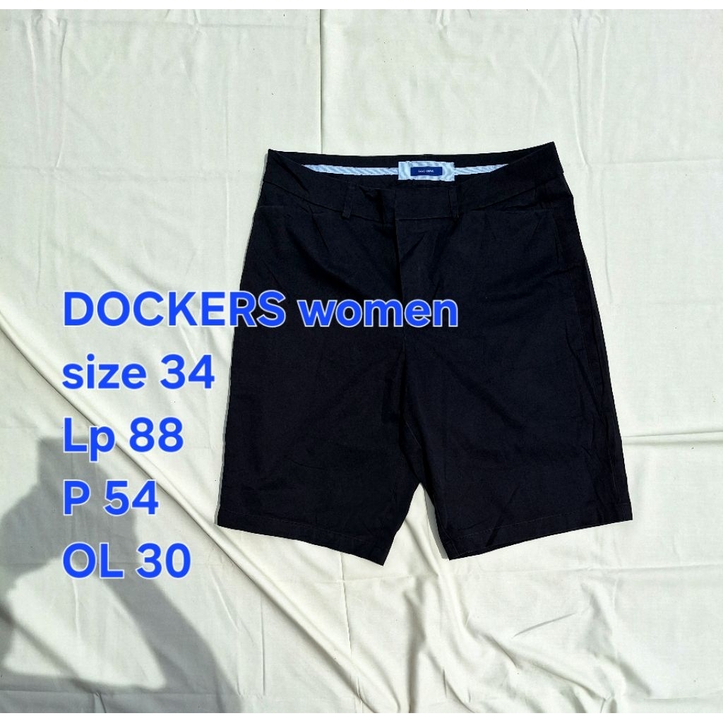 KATUN DOCKERS กางเกงขาสั้นผ้าฝ้ายชิโนสีดําผู้หญิง ไซส์ 34