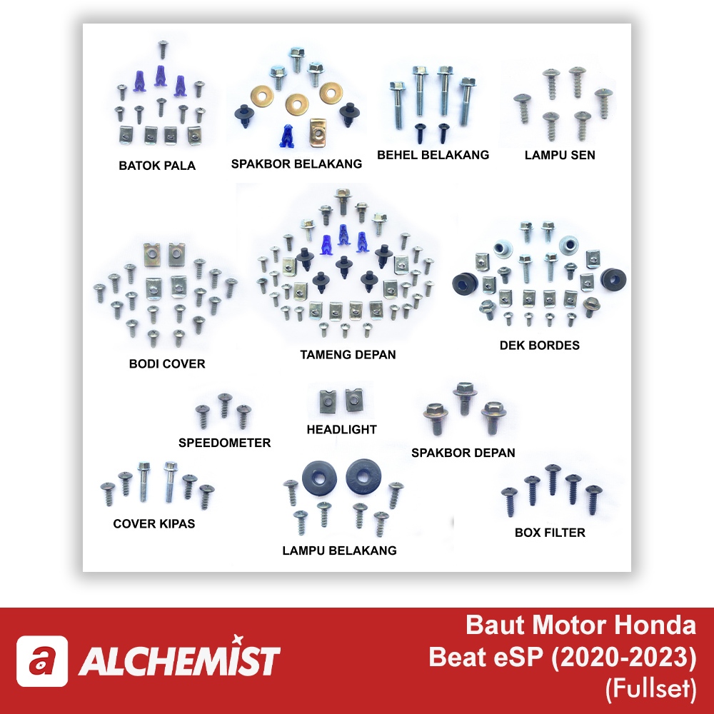 Beat eSP K1A ชุดสลักเกลียว/Honda Beat eSP K1A Full Body Bolts/ Beat eSP K1A Fullset Full Body Bolts