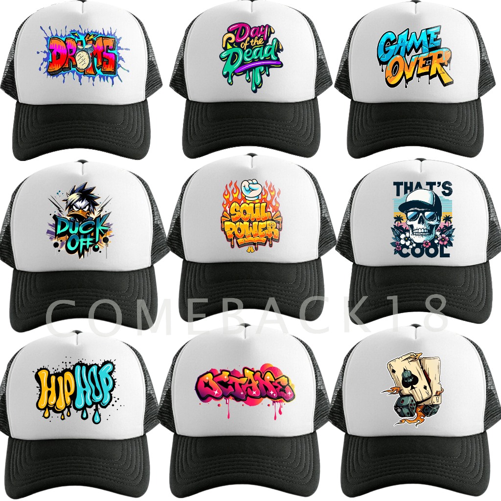 หมวกเบสบอล Mens Trucker Cap-Latest Pattern Mesh Cap-Mens Trucker Cap-Fashion Hat- Baseball Cap-Retro