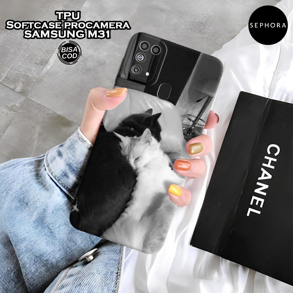 HP เคส Samsung M31 ใหม่ล่าสุด - เคสแมวแฟชั่น - Samsung M31 Softcase - เคสกล้อง Pro - เคส Samsung M31