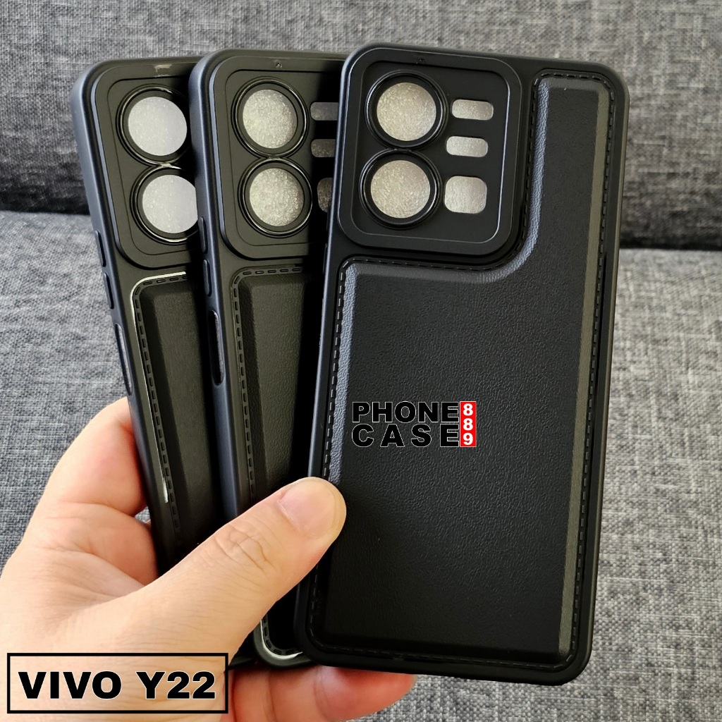 VIVO Y22 VIVO Y22 2022 CASE LEATHER PRO BLACK CASE BLACK VIVO Y22 VIVO Y22 2022