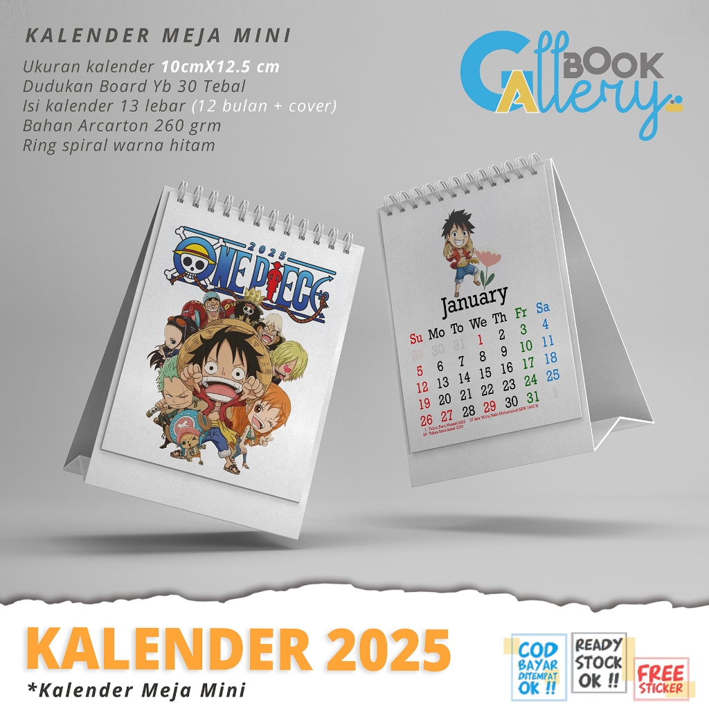 [KL] ปฏิทินตั้งโต๊ะขนาดเล็ก 2025 Anime One Piece, AOT, SPY x Family ฯลฯ, Uk 10x12.5 ซม.