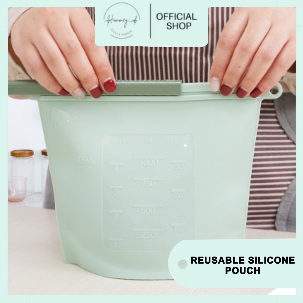HOMMEY ID - REUSABLE SILICONE ZIPLOCK BAG | STANDING SILICONE ZIPLOCK POUCH | REUSABLE SILICONE SEAL