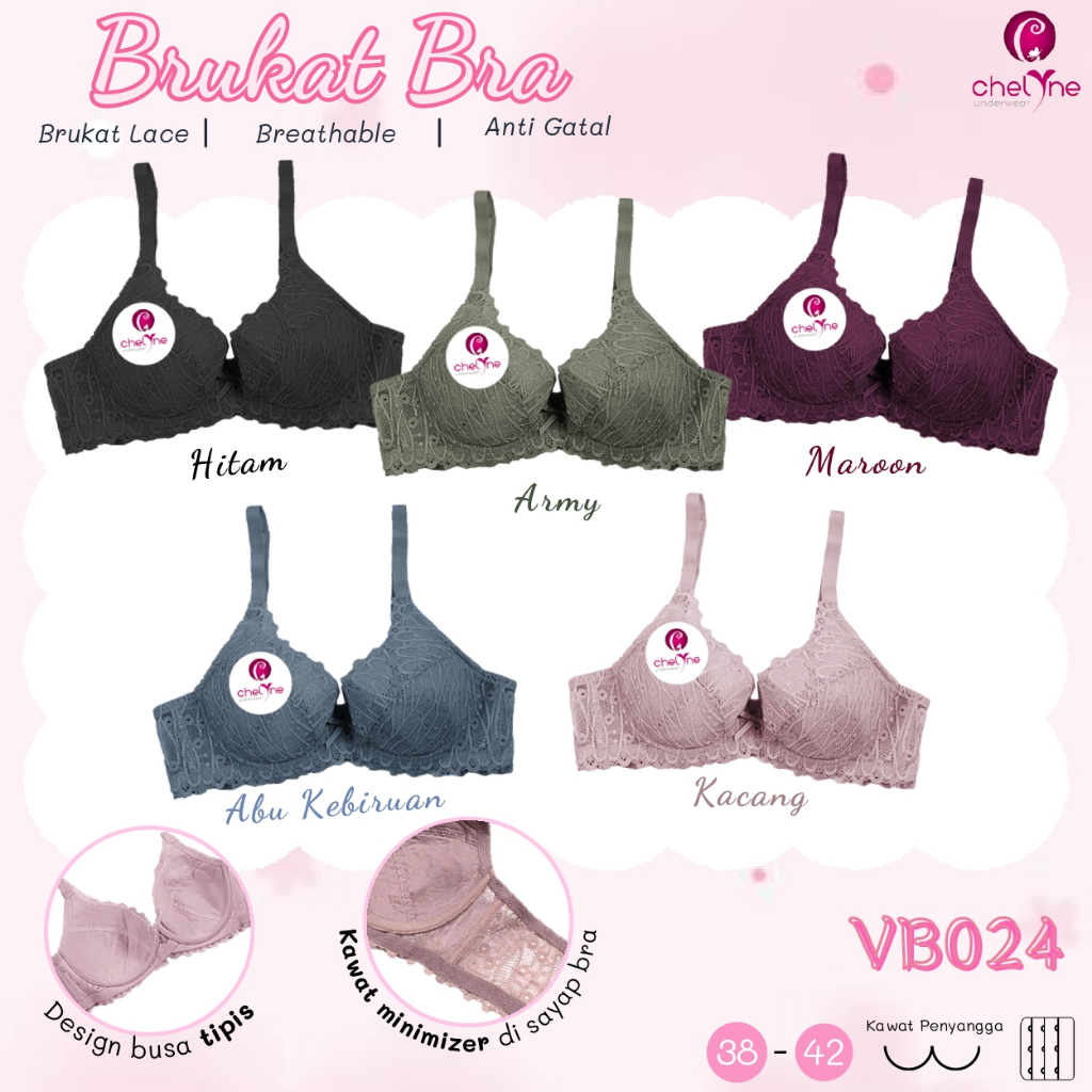 BR E34 BRA / BH Wire Sponge Thin full brocade soft วัสดุ Size 38-42 Back 3 ตะขอ