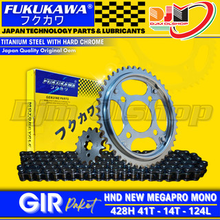 Gear Set Megapro New Monoshock Rantai 428H-124L-42T-14T 2010 - 2014 FUKUKAWA