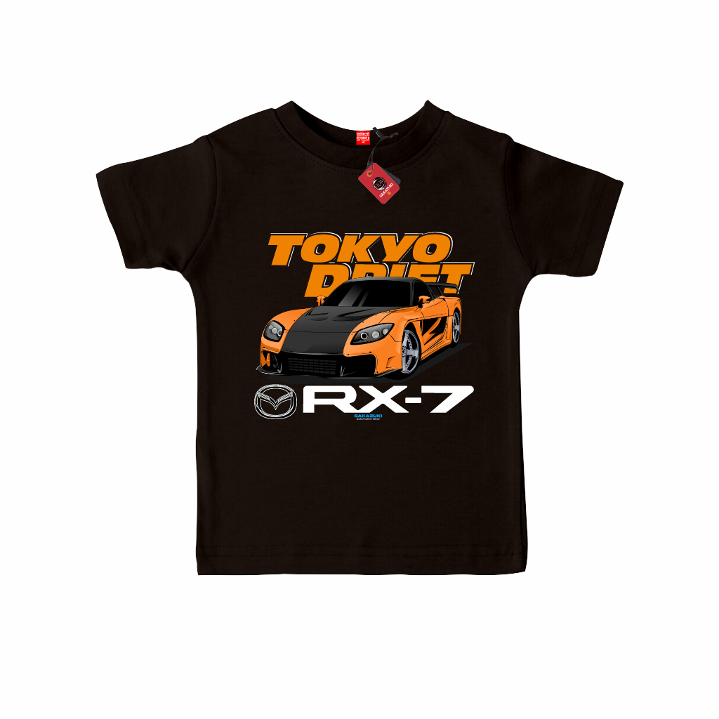 GILAN เสื้อยืดเด็ก Distro เสื้อยืดพิมพ์ลายรถ MAZDA RX7 TOKYO DRIFT HAN FAST FURIOUS