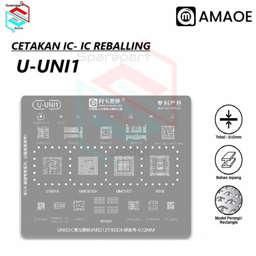 Amaoe U-UNI1 UNISOC UMS512T/9230H IC MOLD Stainless Set -0.12MM Original
