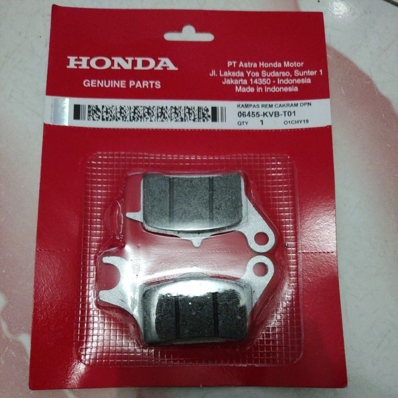 ผ้าเบรคหน้า Kvb dipad honda Original, vario, บีท, scoopy, spacy 06455-KVB-T01
