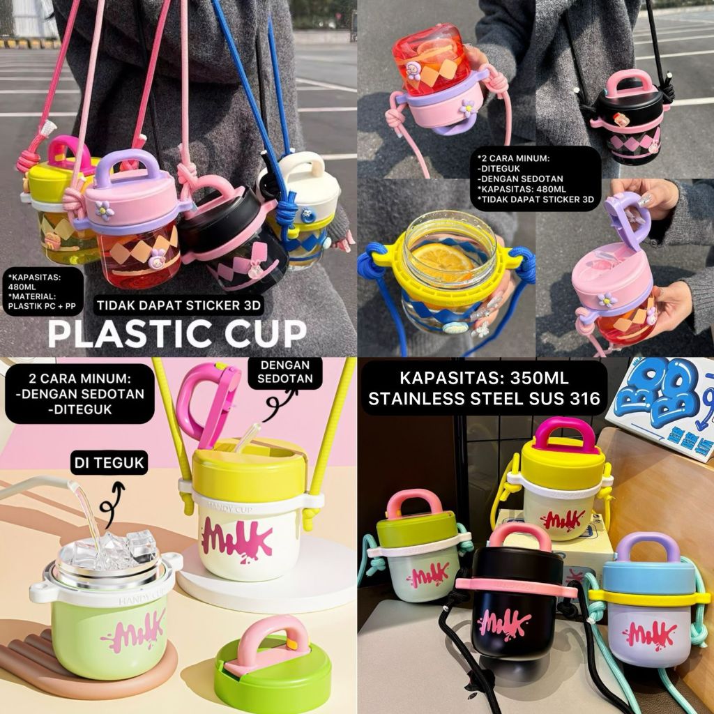 Tumbler Bobo Cup Stainless 350ml SUS 316 / Bobo Cup ขวดพลาสติก 480ml [8023] [YS-2019] / แก้วน้ําน่าร