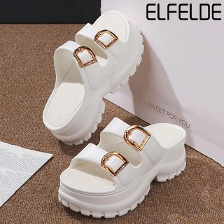 ELFELDE Sandal Wanita Kekinian Tinggi Wedges Sandal Jelly Wanita Sandal Fuji Wanita Korea