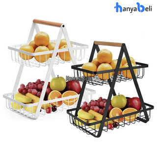 Rak Buah Besi 2 Tingkat Serbaguna Wadah Penyimpanan Buah Buahan Sayuran Rak Keranjang Bawang Buah Dan Sayur Rak Bumbu Dapur 2 Susun
