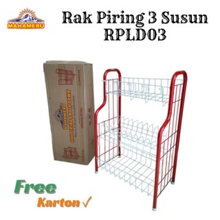 Rak Piring 3 susun/Rak Serbaguna 3 susun/Rak Piring  knowdon 3 susun/free karton