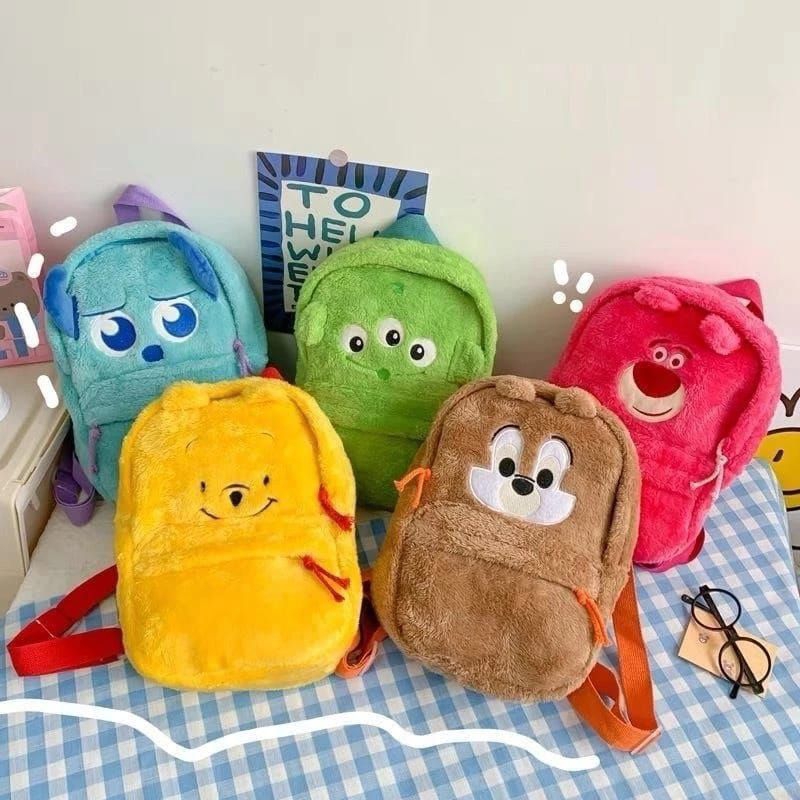 Disney Plushie ตุ๊กตากระเป๋าเป้สะพายหลังชายหญิงกระเป๋านักเรียนLotso Alien Sulley ตัวละคร
