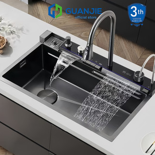 GUANJIE - Kitchen Sink Wastafel Stainless Steel Bak Cuci Piring Wastafel Dapur Lengkap Tarik Adjustable