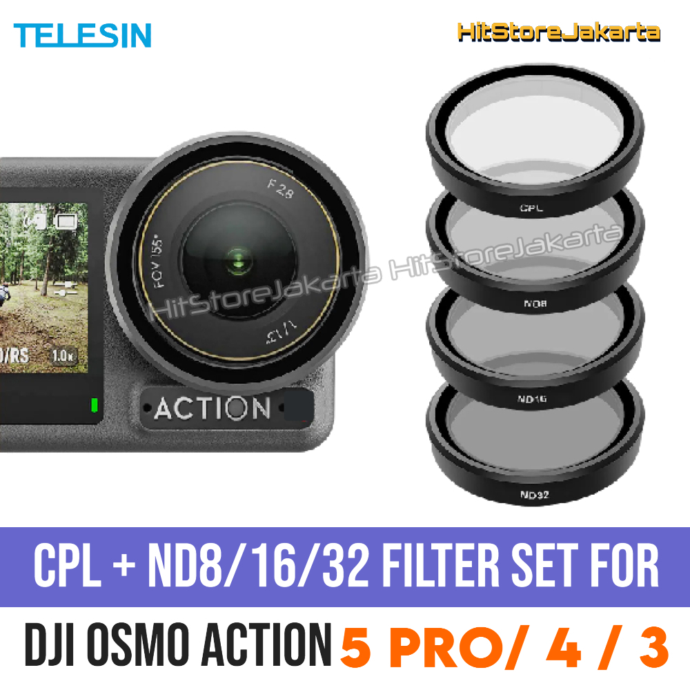 Telesin CPL + ND ชุดกรองสําหรับ DJI Osmo Action 4 DJI Action 3 DJI Action 5 Pro ตัวกรอง CPL ND8 ND16