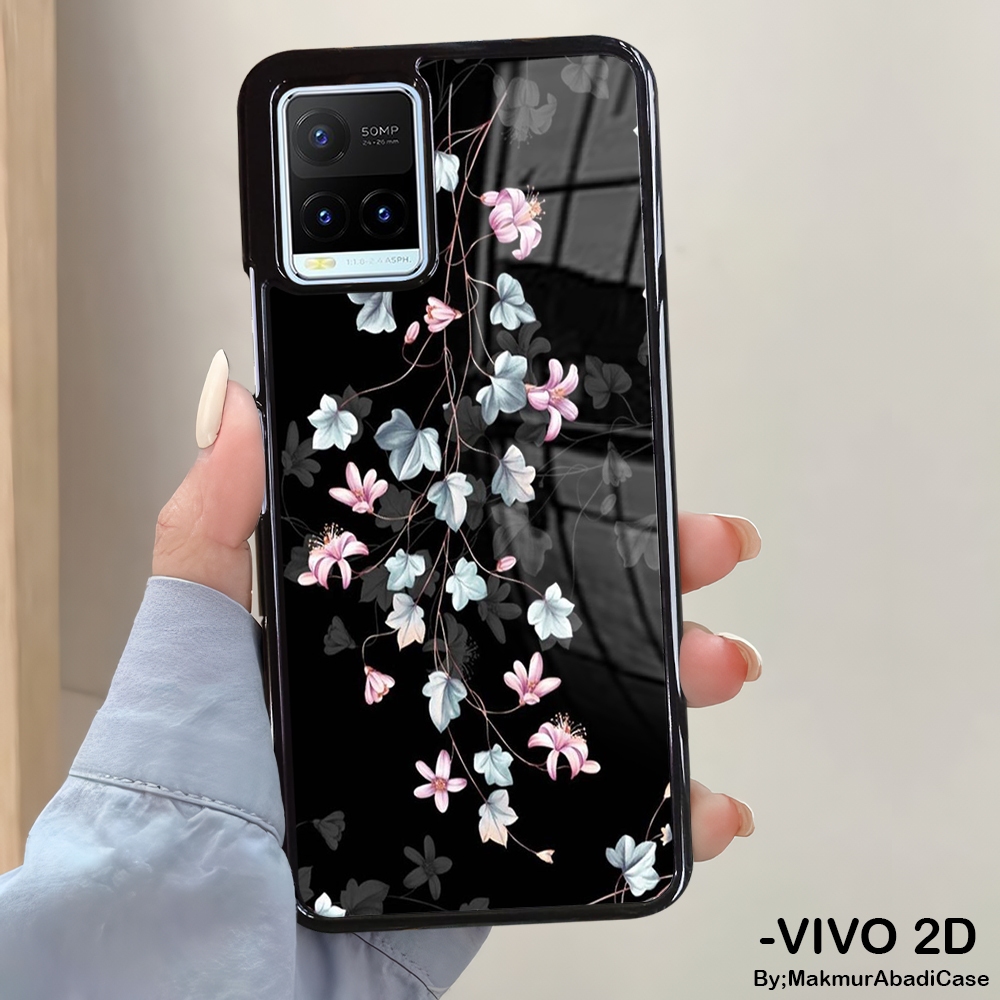 Hardcase Glossy 2D Case Vivo Y21 Y21A Y21S Y21T Y33T Y33S Vivo Casing - Flower Motif Case