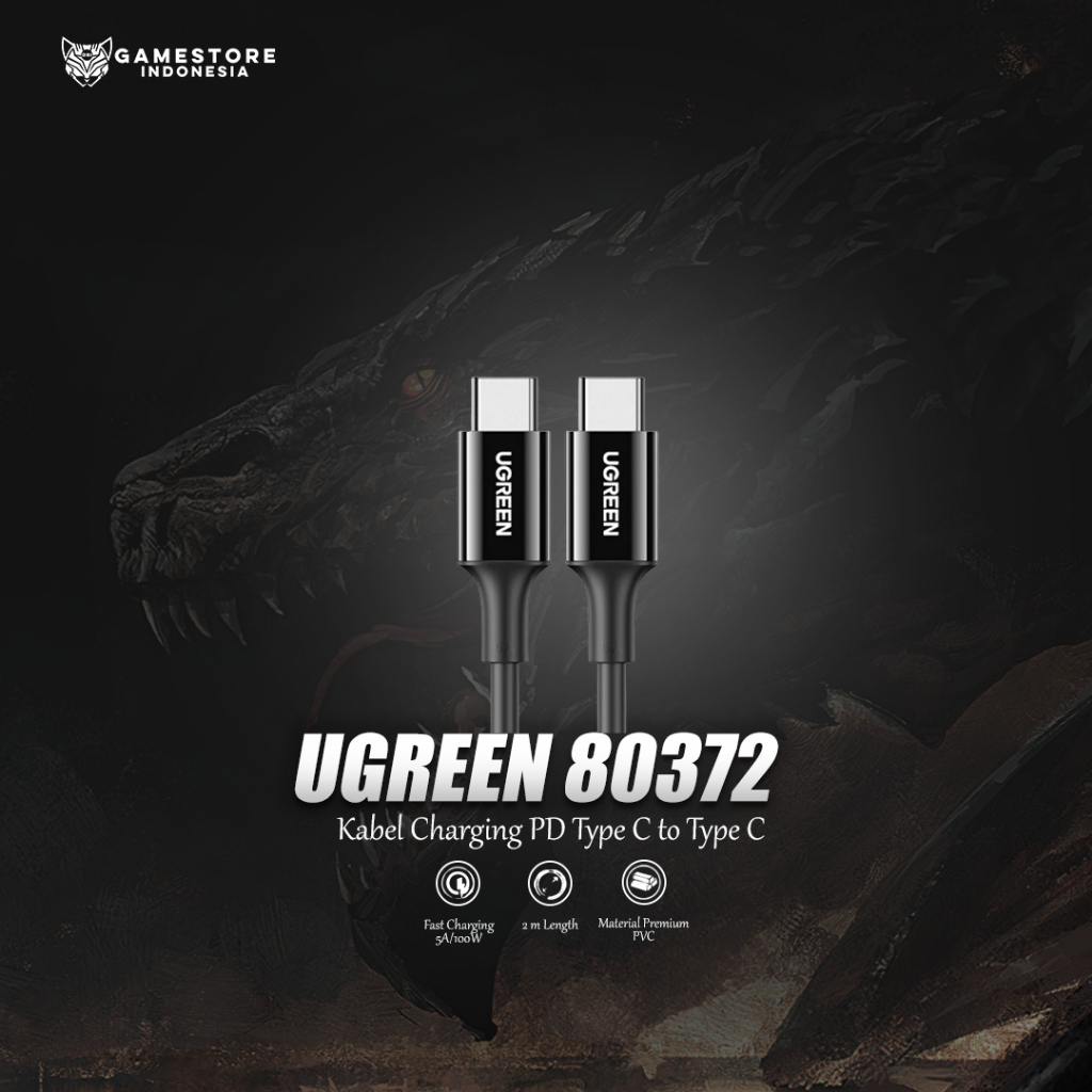 UGREEN 80371 80372 US300 สาย USB C to USB C 2.0 100W 1m 2m สีดํา