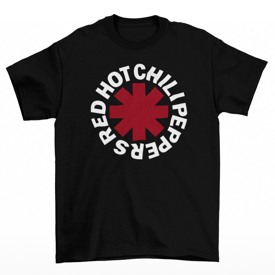Tomoshinc Mens Red Hot Chili Papers Band T-Shirt - RHCP Big Logo สีดํา