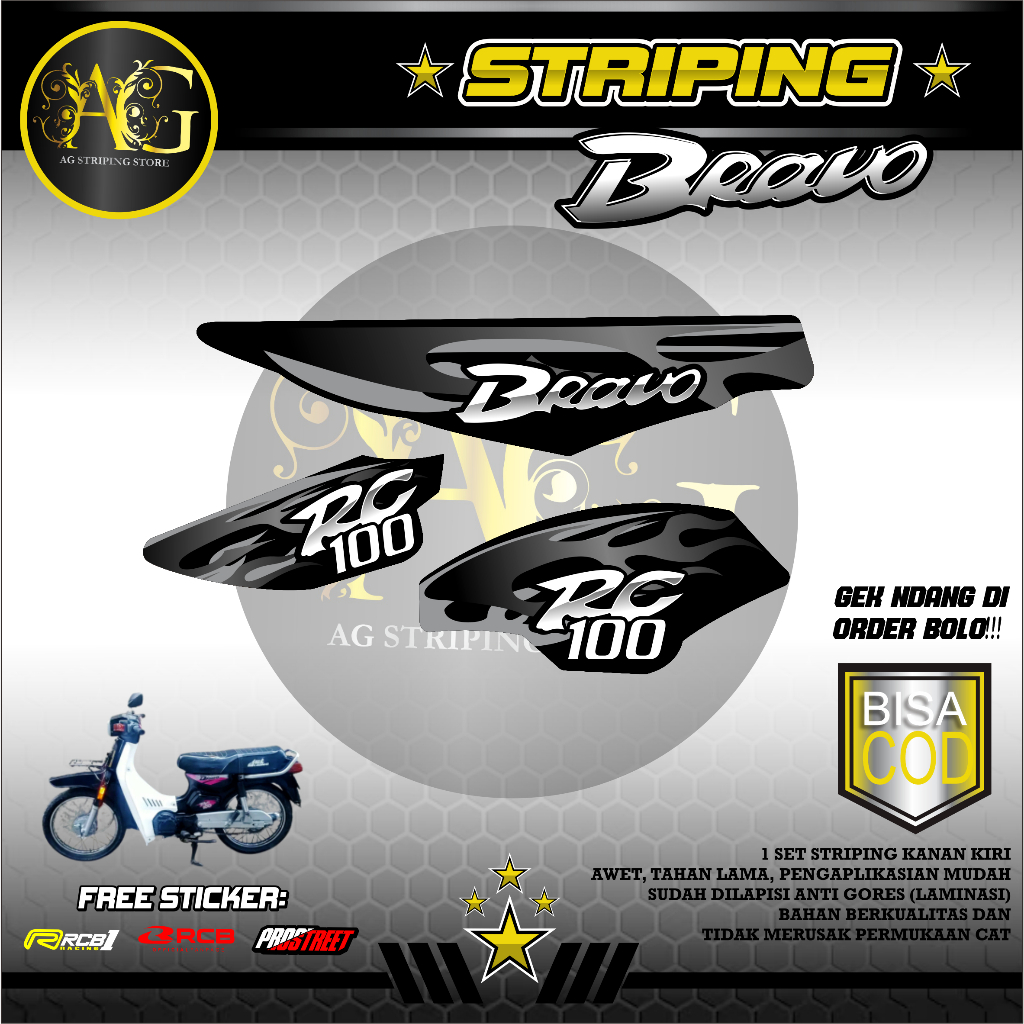 ใหม่ล่าสุด BRAVO STRIPING - BRAVO STICKER STRIPING FIRE MOTIF01