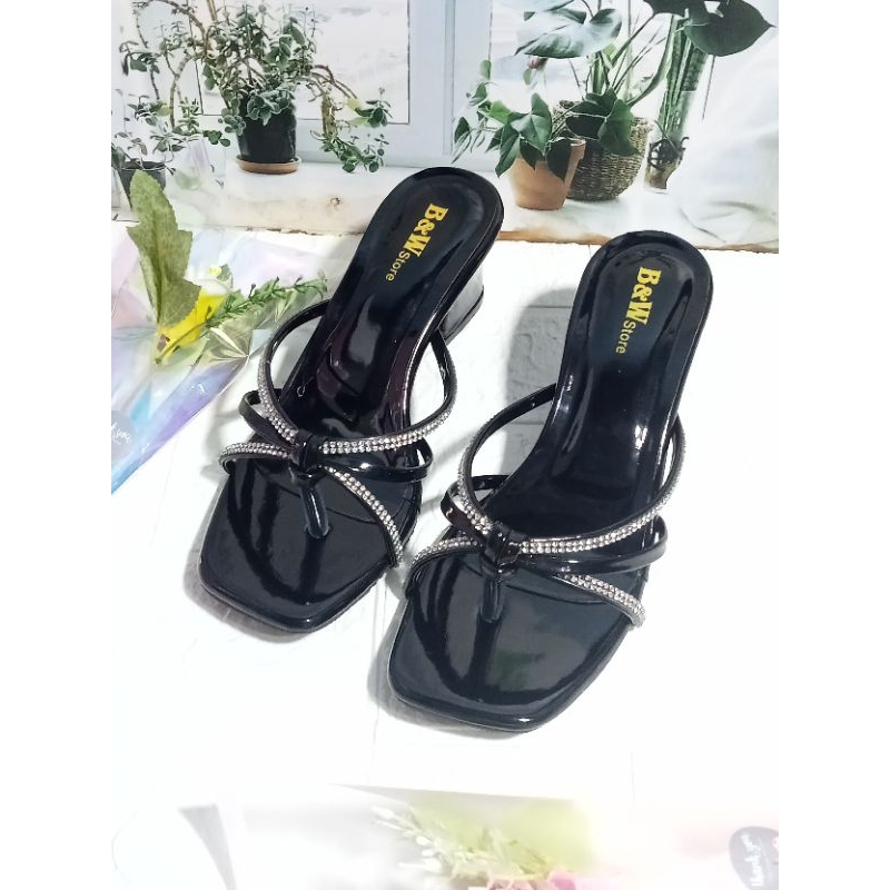 รองเท้าส้นสูงผู้หญิงรองเท้าแตะ WB01 3CM Pearl Flip Flops, Modern Elegant Sandalw