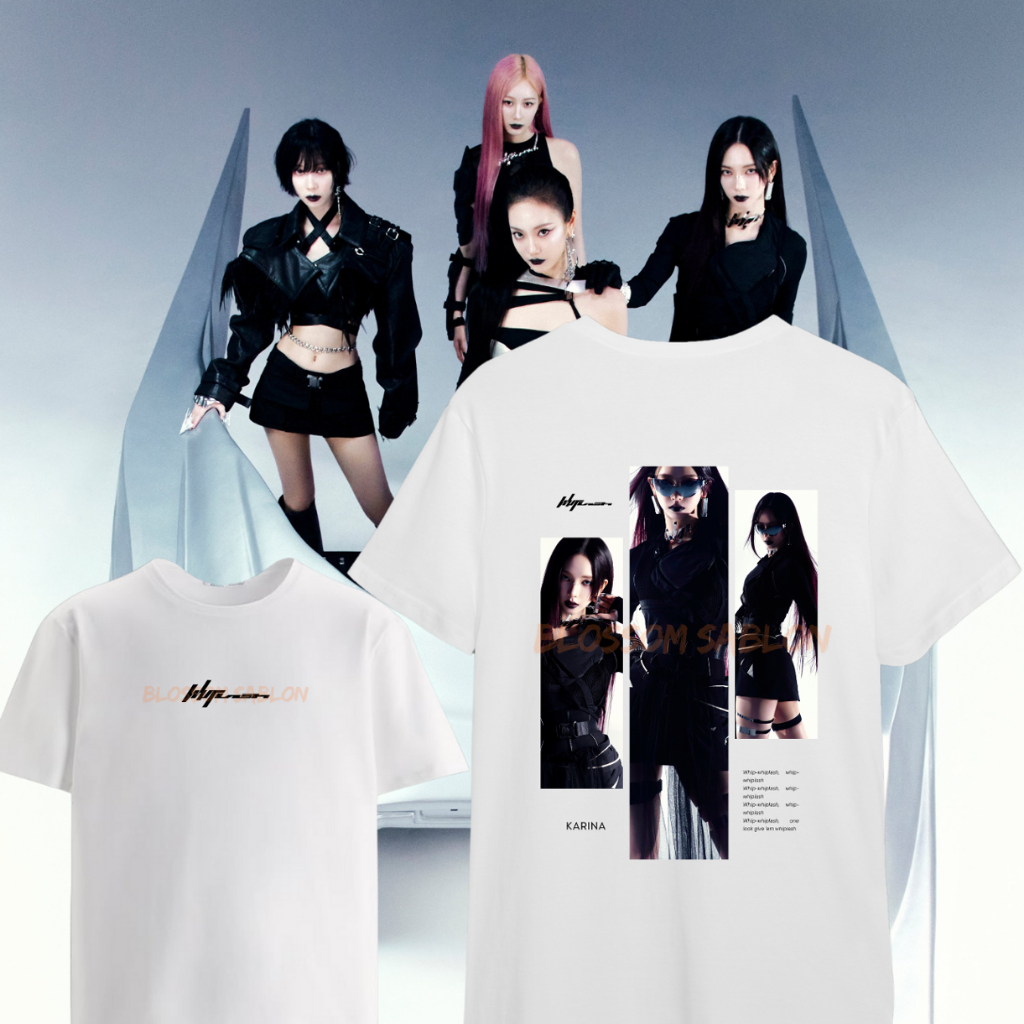 KATUN Aespa Karina Whiplash เสื้อยืดด้านหน้าและด้านหลัง / Combed Cotton 24s Karina Giselle Winter Ni