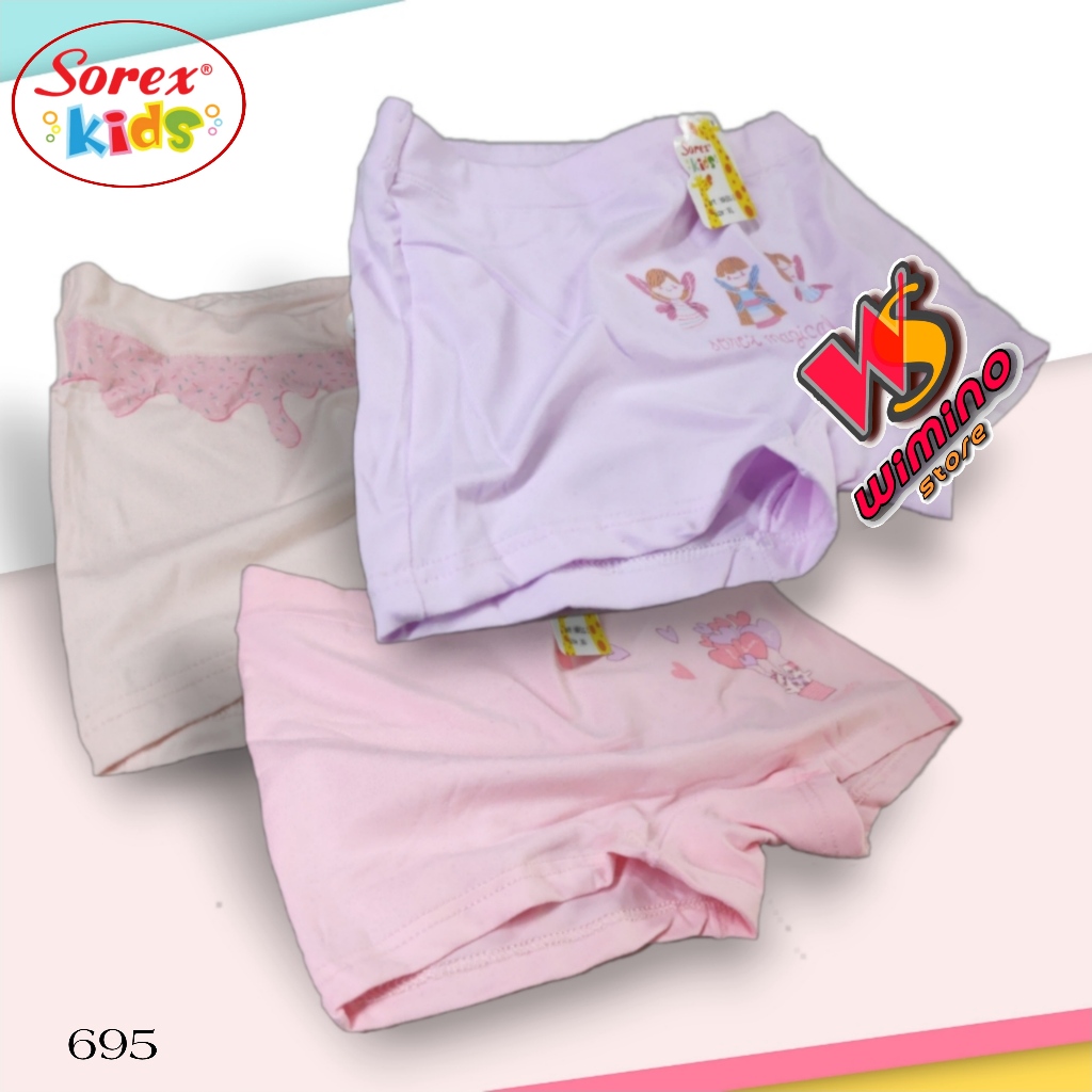 W695 (3 - 12 ชิ้น) Sorex Kids กางเกงบ็อกเซอร์เด็กผู้หญิง กางเกงบ็อกเซอร์ Size M - XL (อายุ 3-9 ปี)