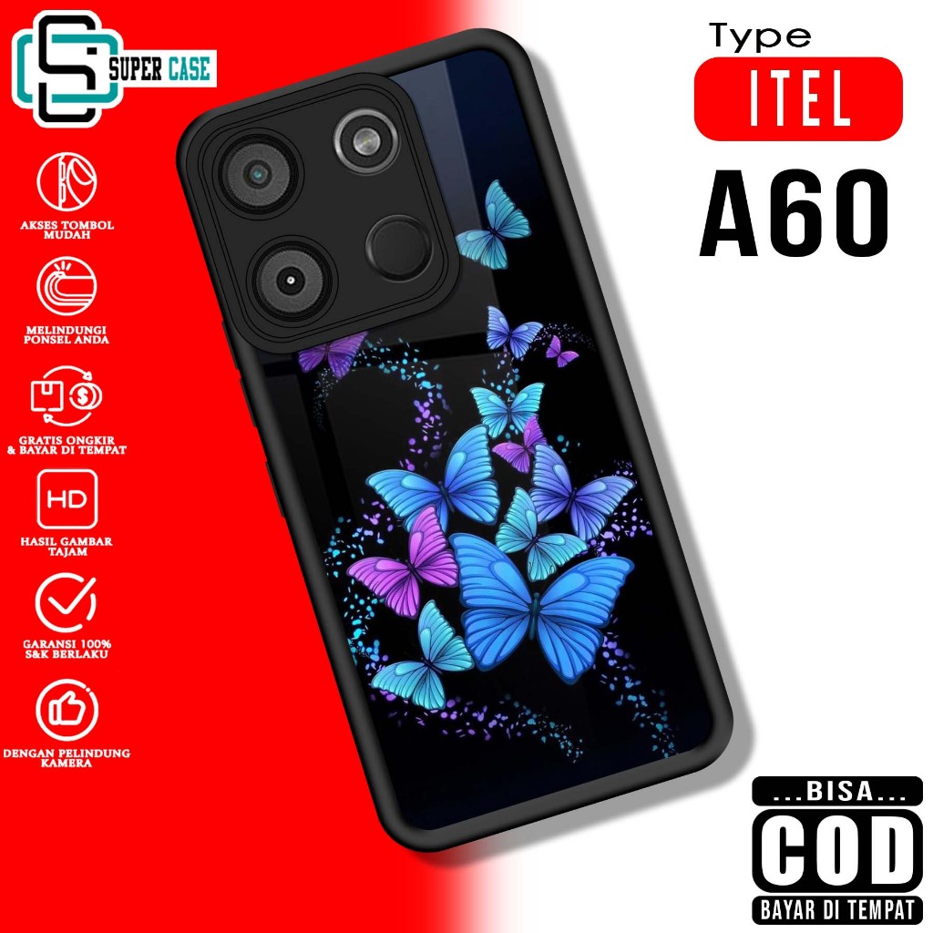 ITEL A60 SuperCase Motif Case [ BTR ] ล่าสุด Casing Softcase Hardcase กระจกมัน
