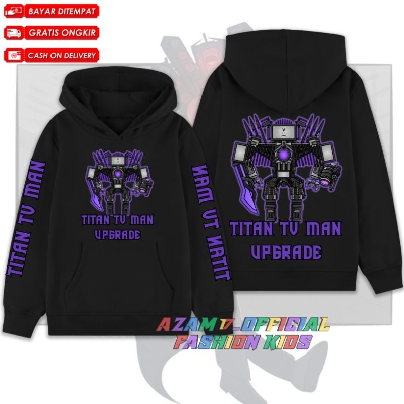 เสื้อแจ็คเก็ตเด็ก TV MAN UPGRADE SKIBIDI TOILET FREE NAME / CHILDRENS SWETER HOODIE TITAN TV MAN SUP
