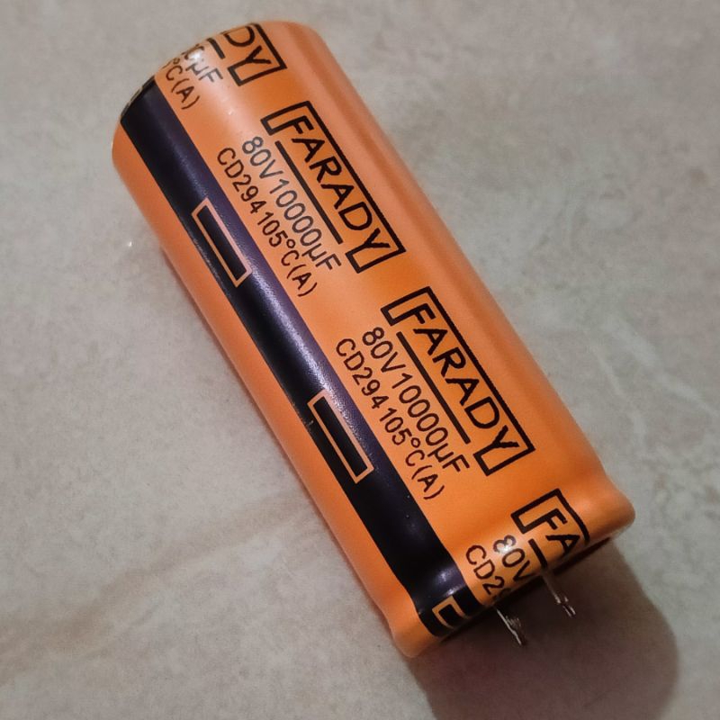 Elko Farady 10000uf 80v Elko 10000uf 80v เส้นผ่านศูนย์กลาง 3 ซม. สูง 7 ซม.