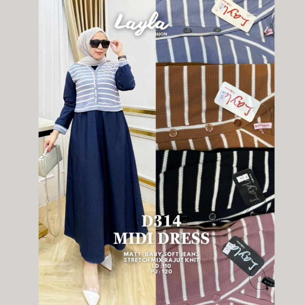 Afiya DRESS 314 SOFT JEANS STRECH MATERIAL ผสมผสานกับ PREMIUM SALUR KNIT