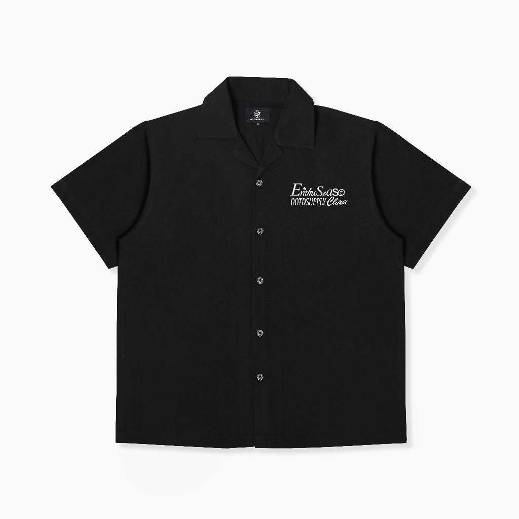 KEMEJA OOTDSUPPLY Regular Shirt Linen Growth Black & White | เสื้อคอปกเปิด | แขนสั้นพรีเมี่ยม | CLN0