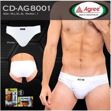 Agree Sport - 3 ชิ้น กางเกงชั้นในชายสีขาว Agree Sport Brand Art 8001 M-XXL