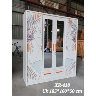 Lemari besi minimalis 4 pintu / lemari pakaian minimalis besi anti rayap anti jamur
