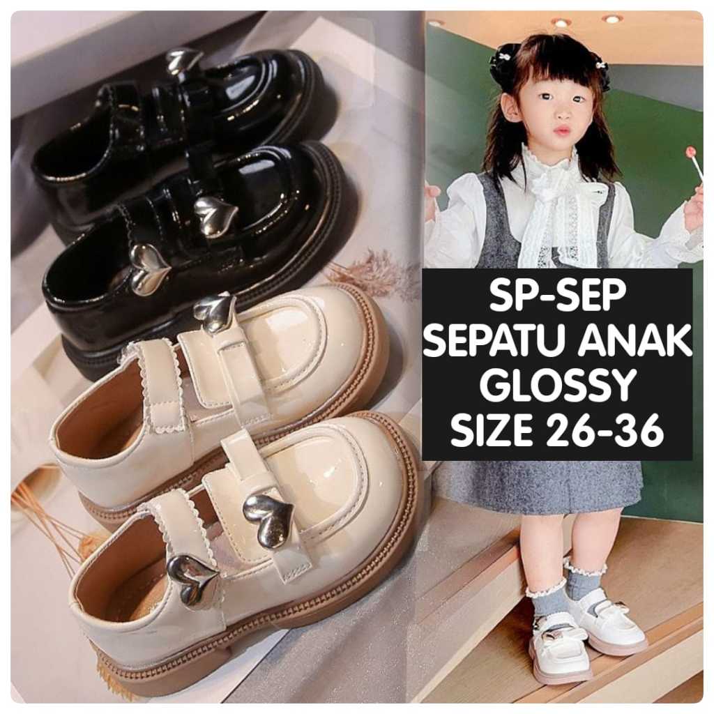 (LOLI-JKT) SP- SEP GLOSSY CHILDRENS SHOES 2 LOVE RAISED ADHESIVE LOVE SIZE 26-36