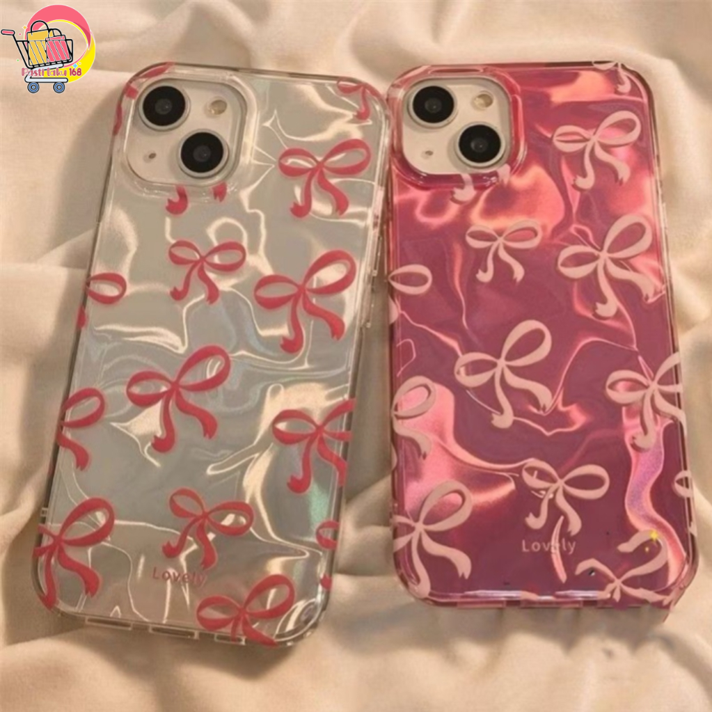 SS999 Gradiant เลเซอร์ Watery น่ารักสีชมพูโบว์สําหรับ Iphone 7G 8G 7 + 8 + X XS XR XS MAX 11 12 13 1