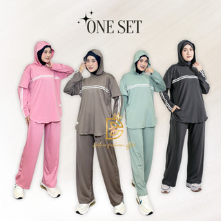 One Set Hoodie Sporty | Bahan Jersey Premium | Setelan Olahraga Wanita | Setelan Olahraga Badminton Senam Lari Bersepeda | Skirt Sport | Celana Kulot Olahraga wanita