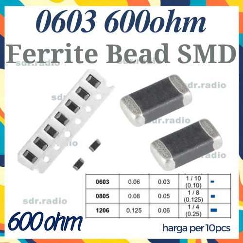 10 ชิ้น Ferrite ลูกปัด 0603 600ohm Ferrite ลูกปัด 600ohm SMD