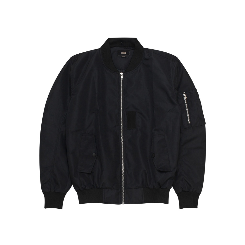 Screamous Bomber Canvas Jacket - STENCIL BLACK JACKET