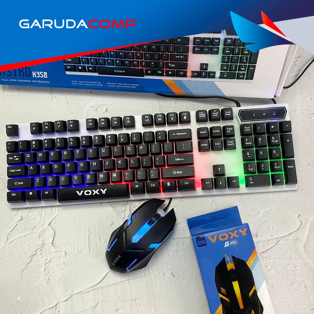 ชุดคีย์บอร์ดและเมาส์สําหรับเล่นเกม RGB คุณภาพ VOXY KM800