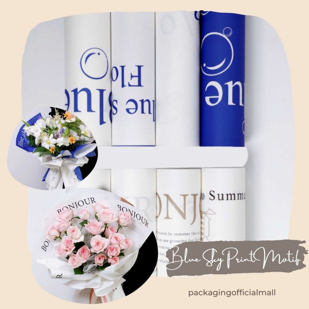 BLUE SKY PRINT MOTIF / CELLOPHANE / กระดาษ FLORIST / กระดาษดอกไม้ BOUQUET / WRAPPING WRAPPER