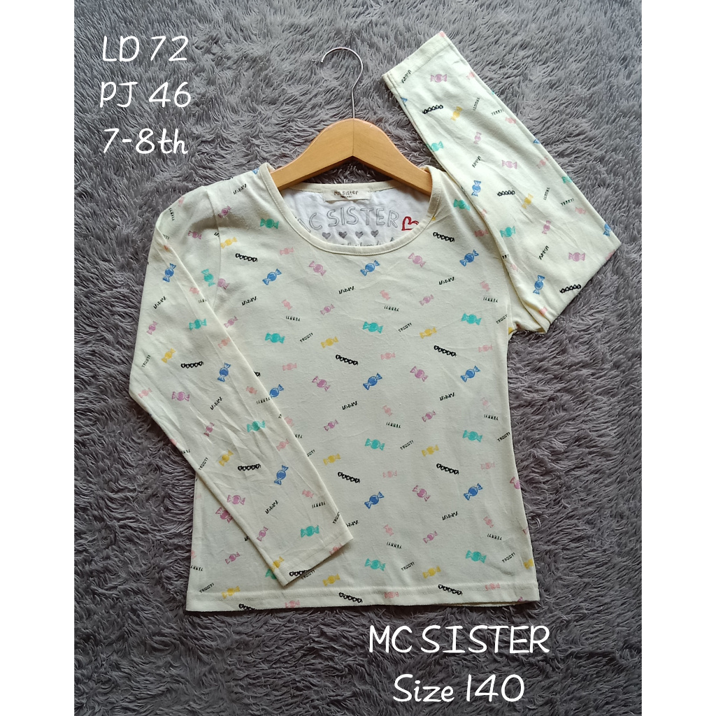 MC SISTER เสื้อยืดแขนยาวเด็กผู้หญิง 7-8 ปี
