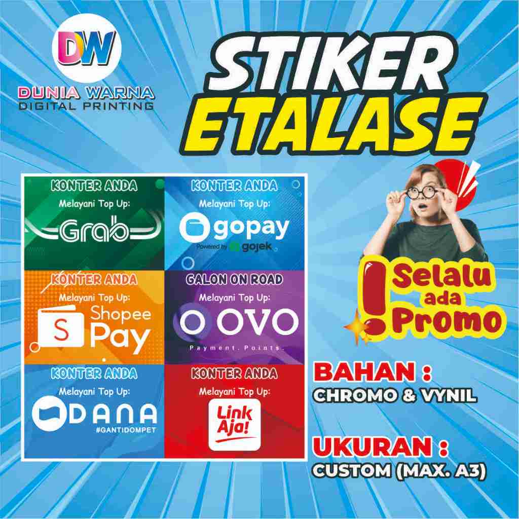 สติ๊กเกอร์แสดงผลภายใต้เคาน์เตอร์ / สติ๊กเกอร์ตู้โชว์ส่วนล่าง / สติ๊กเกอร์ Ewallet / สติ๊กเกอร์ Dana 