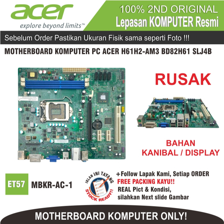 ET57 MBKR-AC-1 คอมพิวเตอร์พีซี MOTHERBOARD ACER H61H2-AM3 BD82H61 SLJ4B